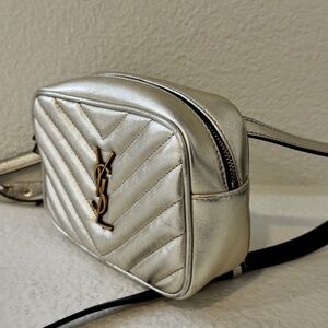 Yves Saint Laurent Silver Quilted Crossbody Bag